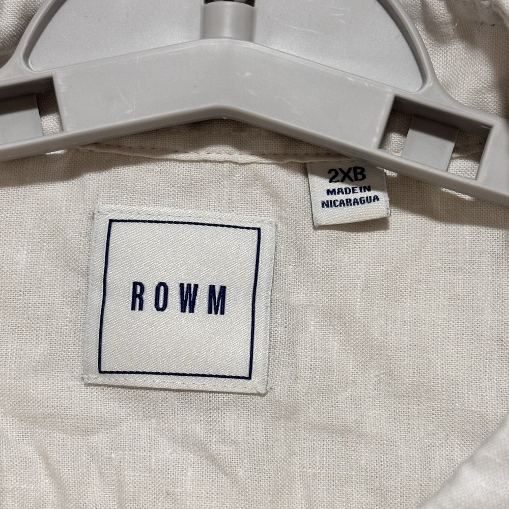 ROWM Button Down White Blue Big & Tall Short Sleeve Striped Hemp Outsider 2XB - Picture 2 of 7